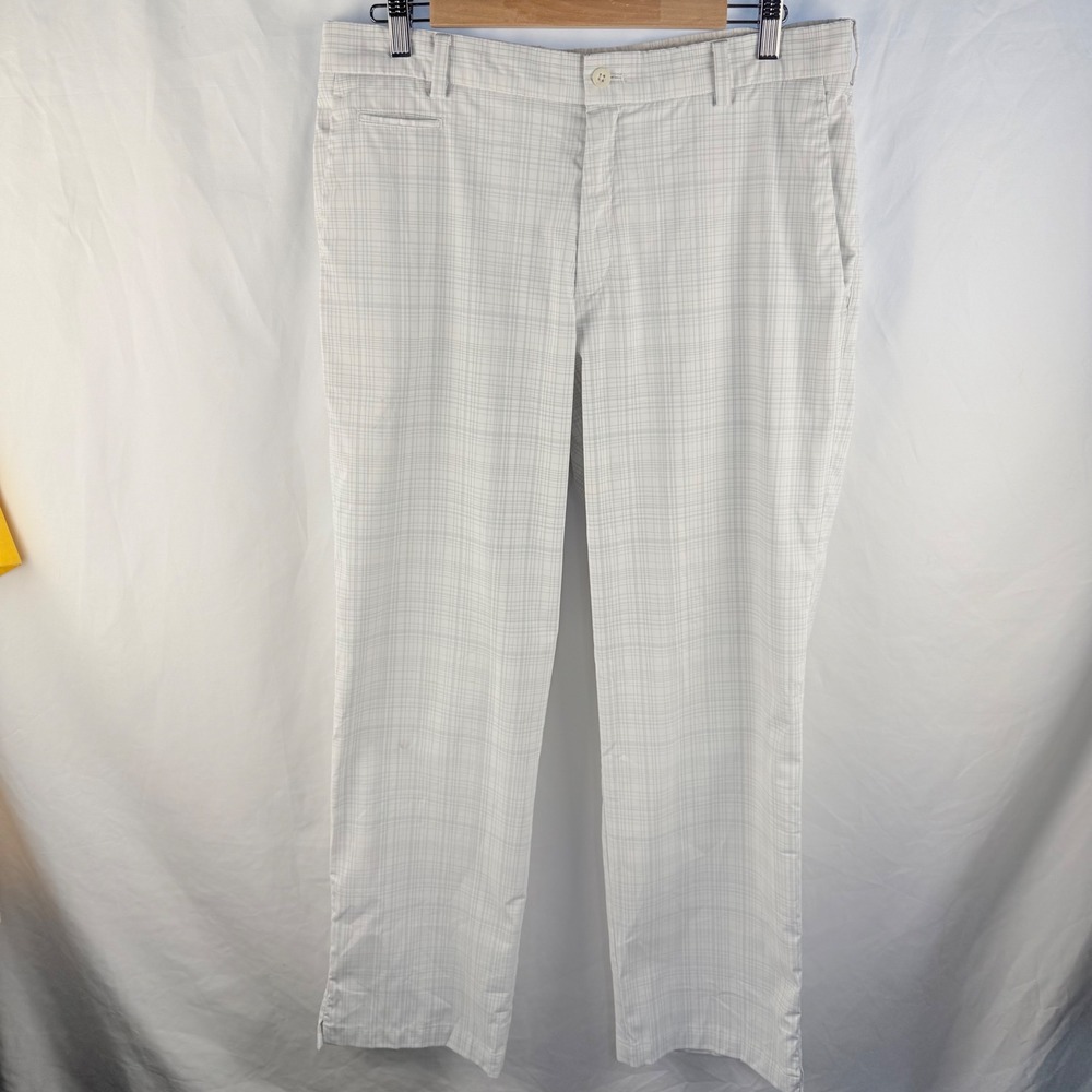 Nike Men's‎ Golf White Gray Plaid Pants 34x30 Lightweight Breathable